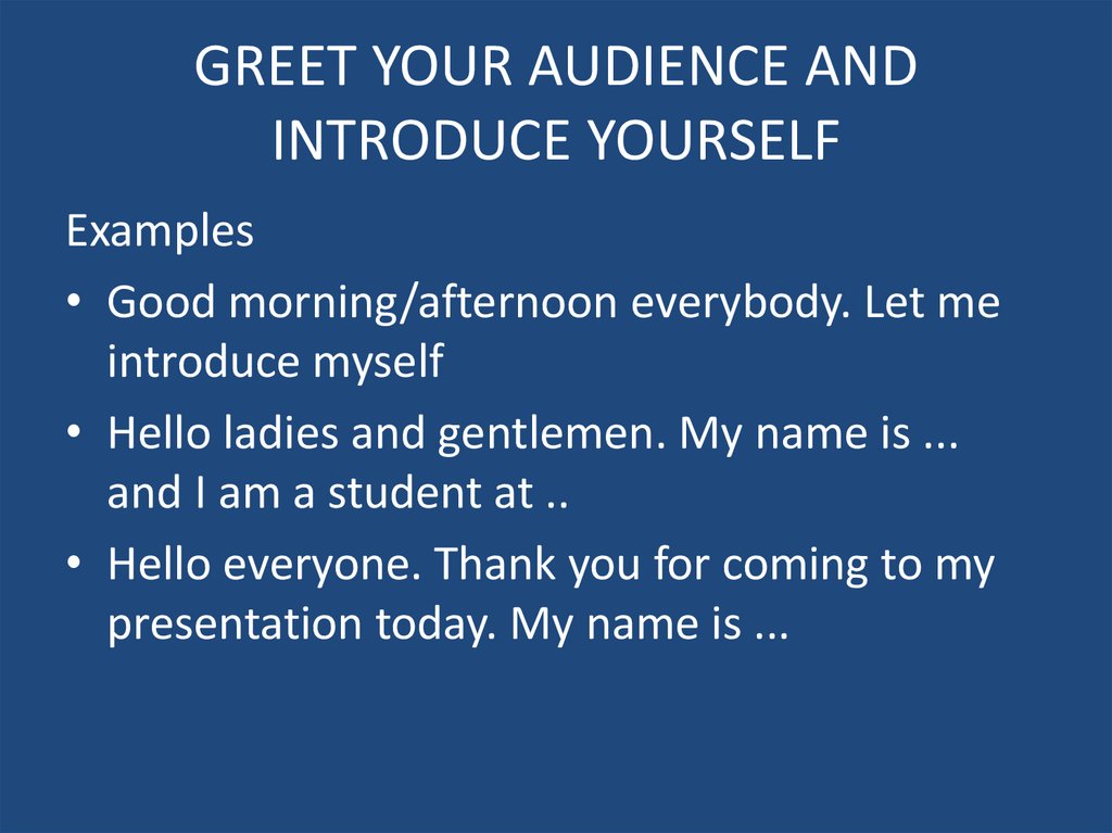introducing a presentation to an audience example