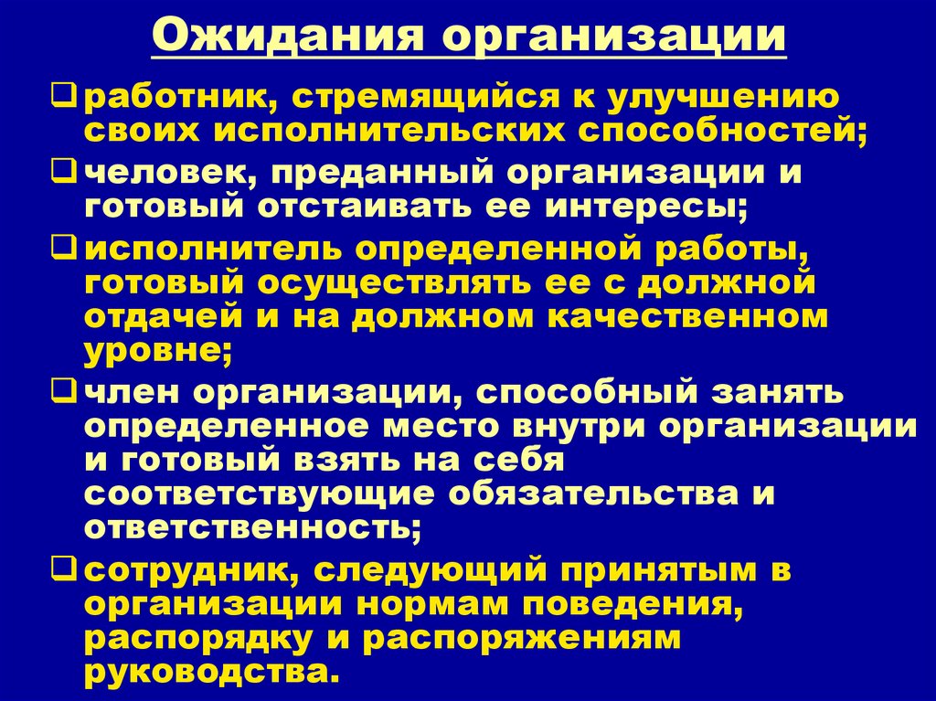 Ожидания организации