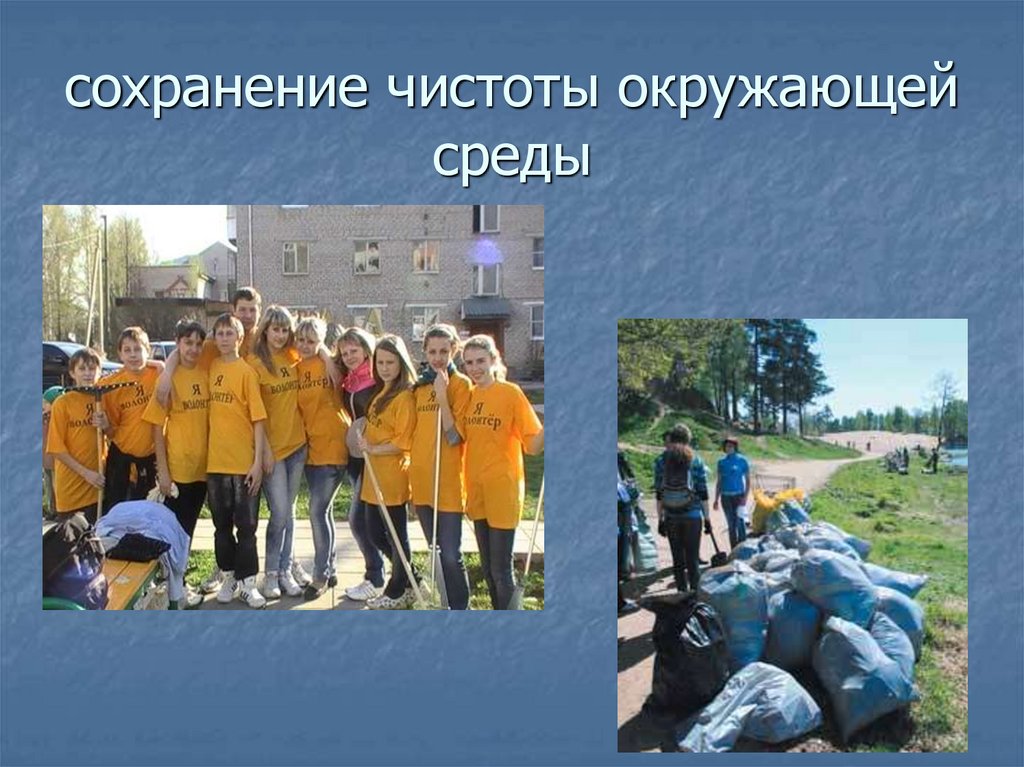 сохранение чистоты окружающей среды