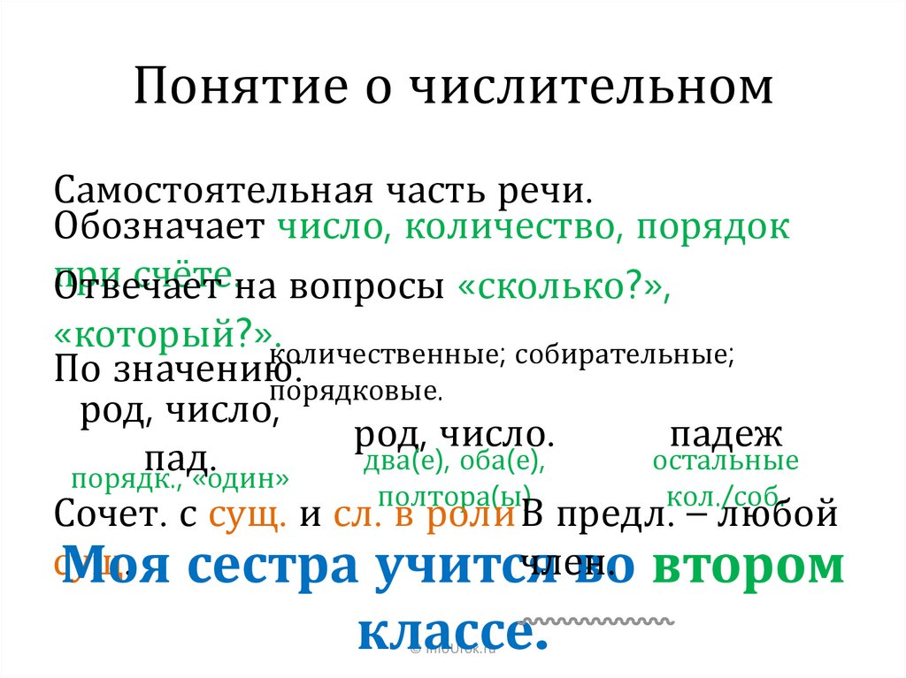 Понятие о числительном