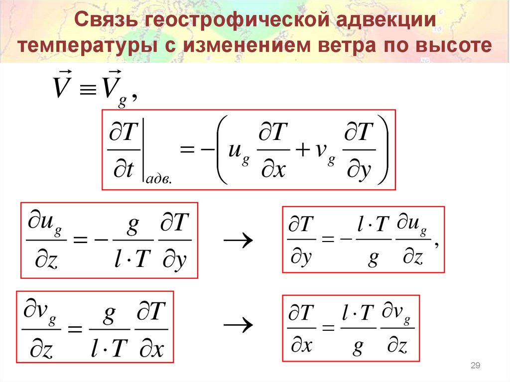 Связь геострофической адвекции температуры с изменением ветра по высоте
