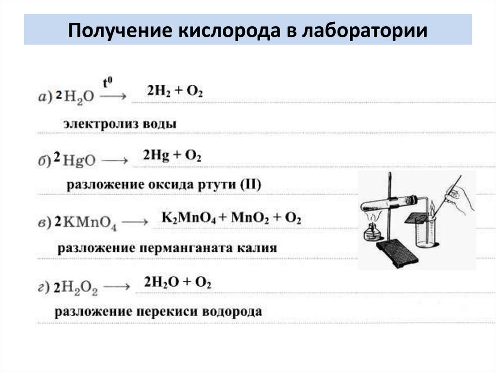 Получение кислорода проводят без использования вытяжного шкафа