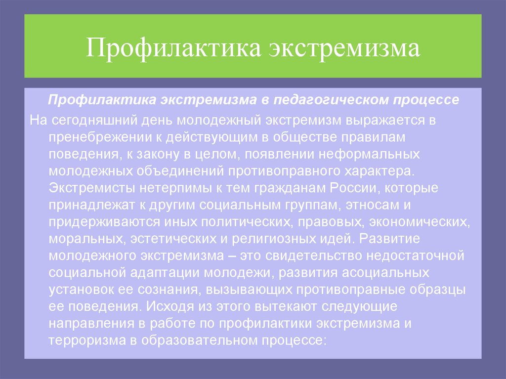 Профилактика экстремизма