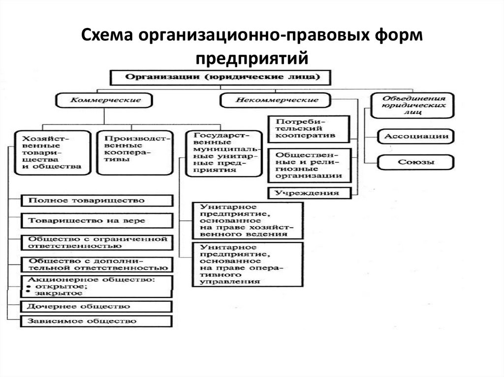 Схема организационно-правовых форм предприятий