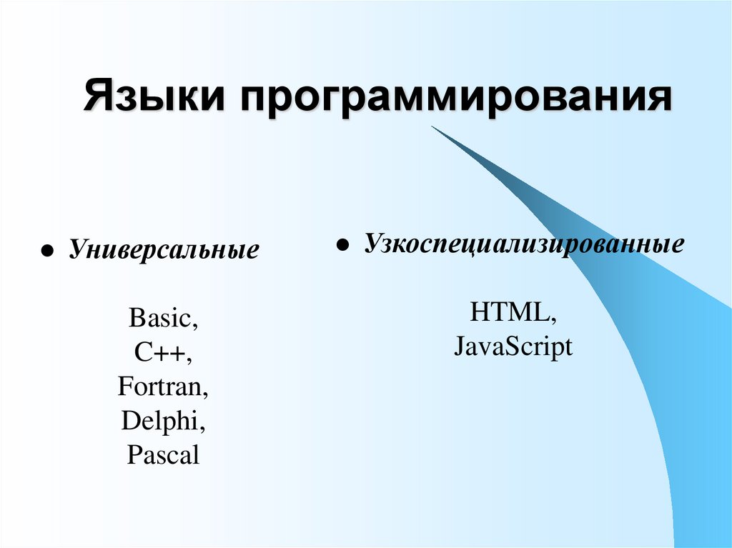 Проект на тему языки программирования