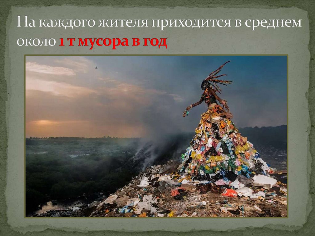 На каждого жителя приходится в среднем около 1 т мусора в год