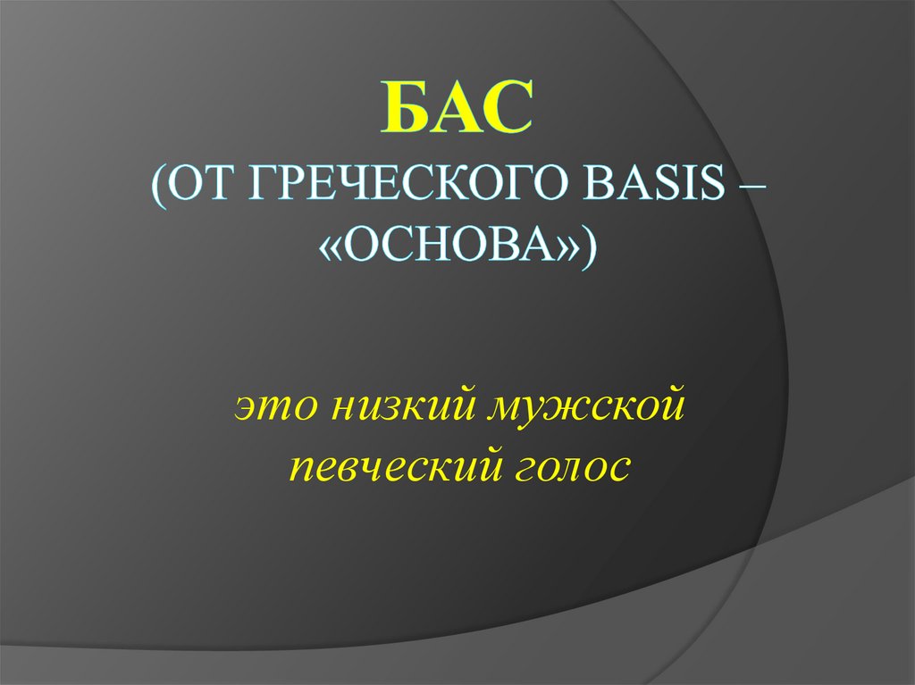Бас (от греческого basis – «основа»)