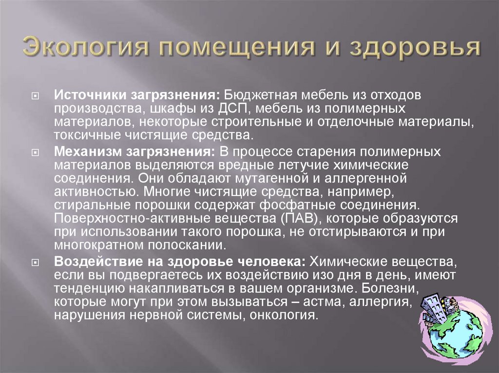 Экология помещения и здоровья