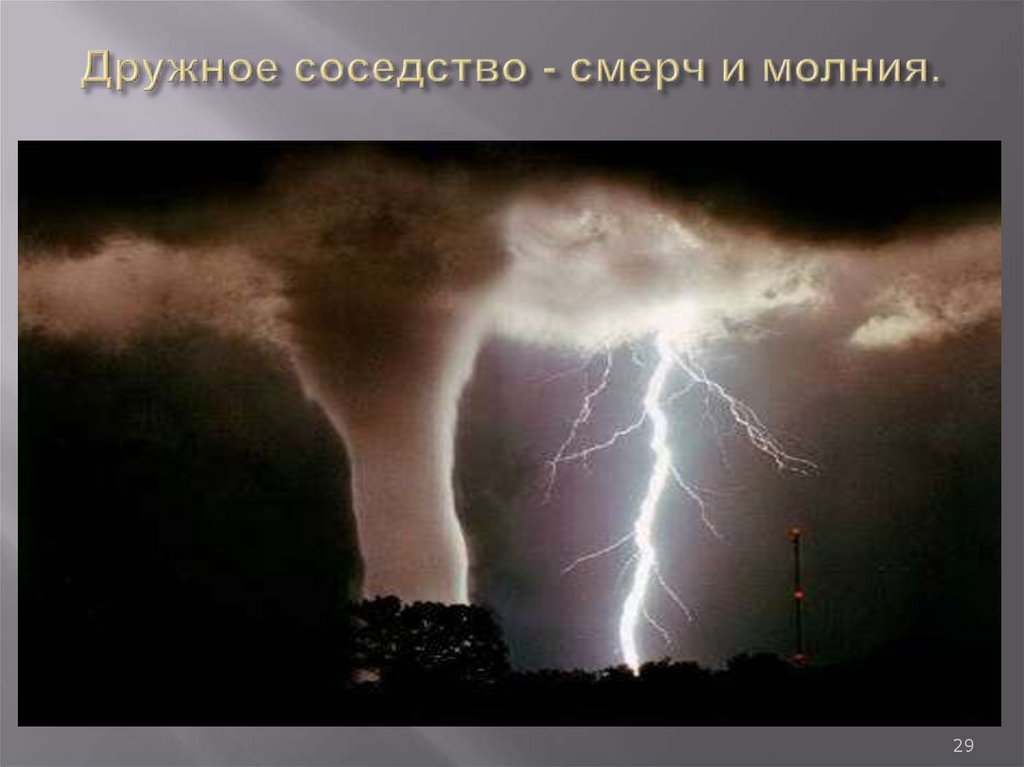 Дружное соседство - смерч и молния.