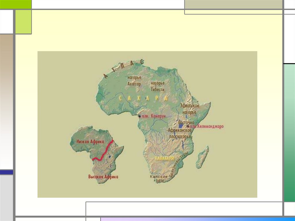 Основные рельефы африки на контурной карте
