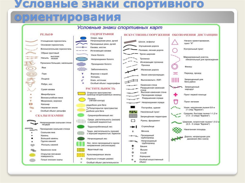 Карта спортивного ориентирования обозначения