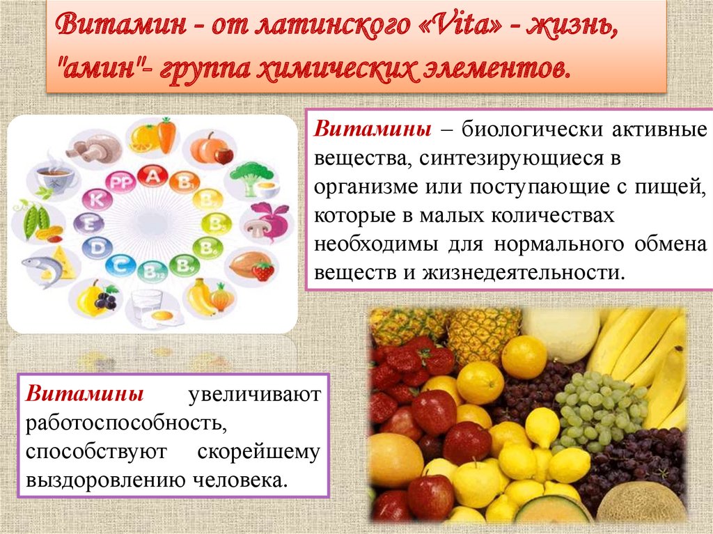 Определите понятие витамины