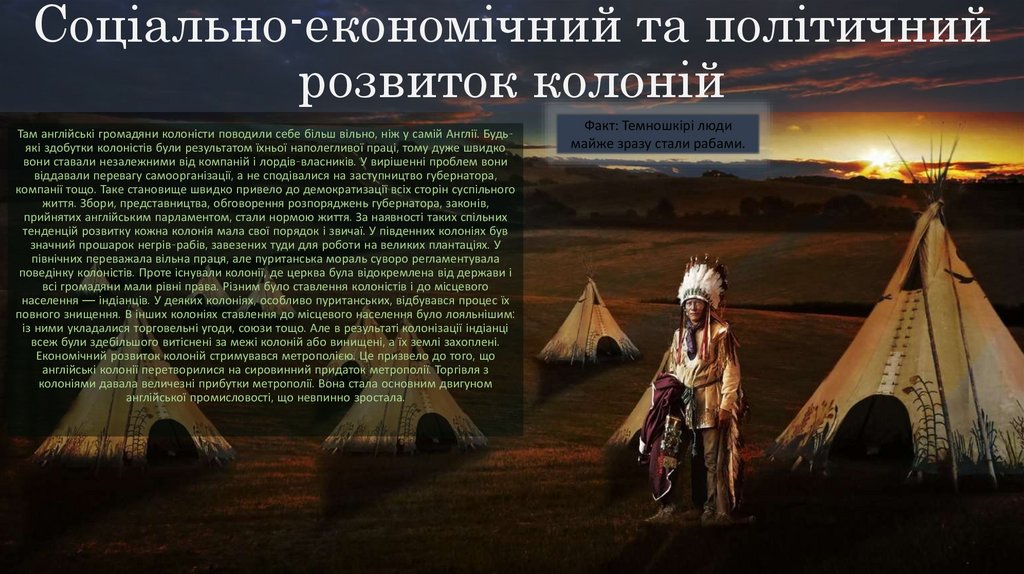 Соціально-економічний та політичний розвиток колоній