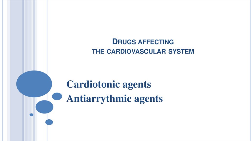 Drugs affecting the cardiovascular system