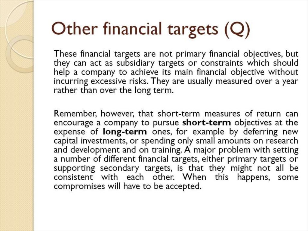 Other financial targets (Q)