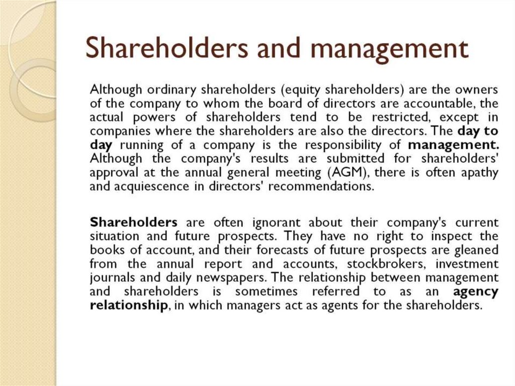 Shareholders and management