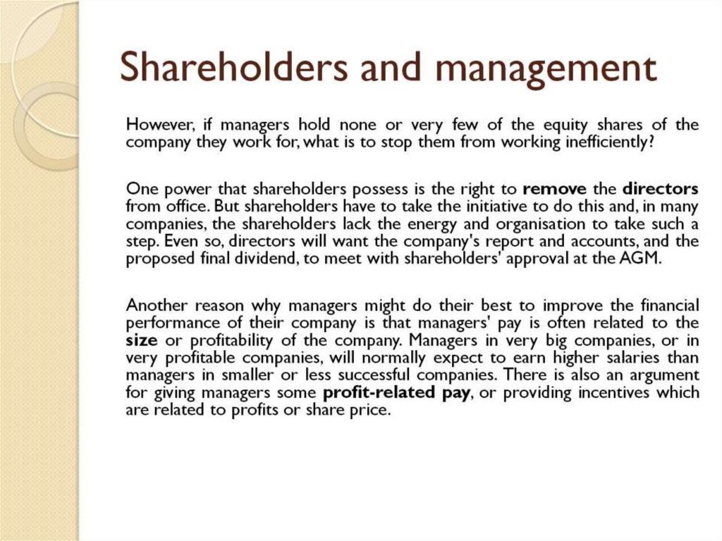 Shareholders and management