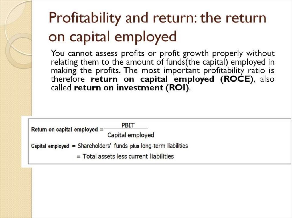 Profitability and return: the return on capital employed