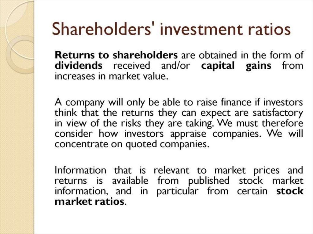 Shareholders' investment ratios