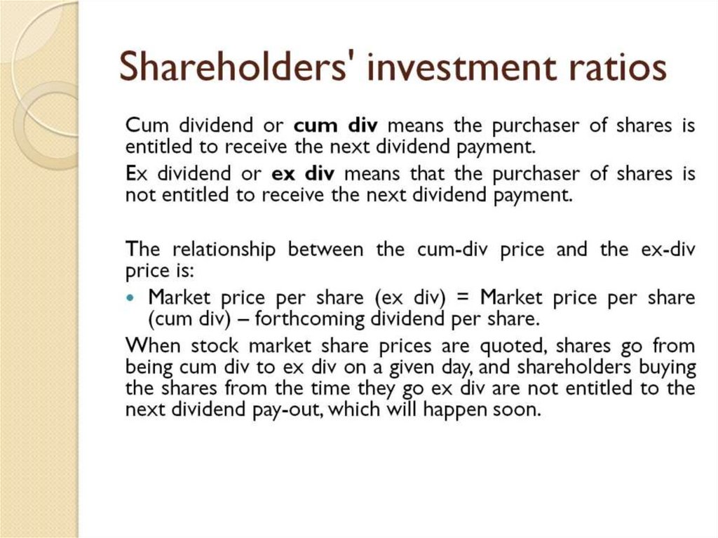 Shareholders' investment ratios