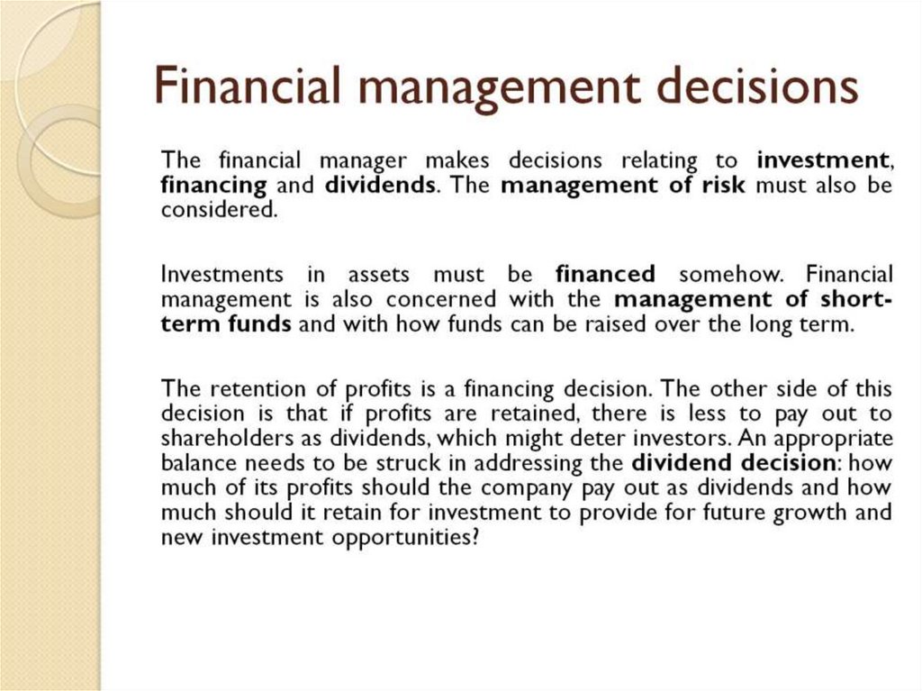 Financial management decisions
