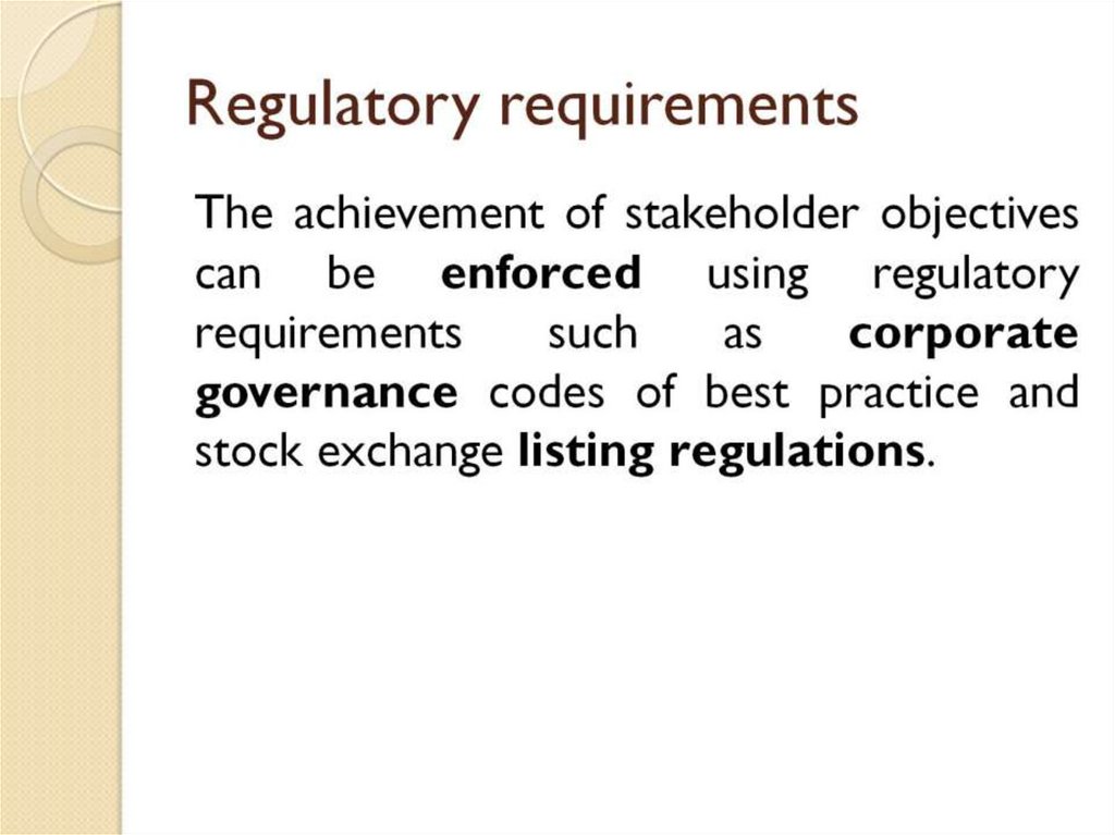 Regulatory requirements