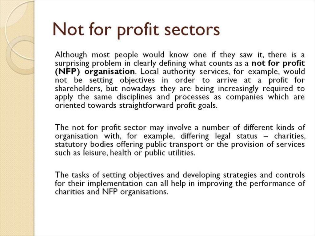 Not for profit sectors