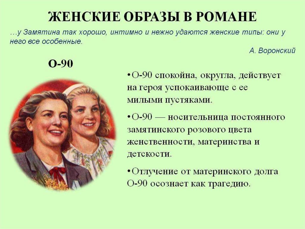 Описание женщины. О-90 Замятин. Женсеие обраща в романемы. 90. Женские образы в романе мы.