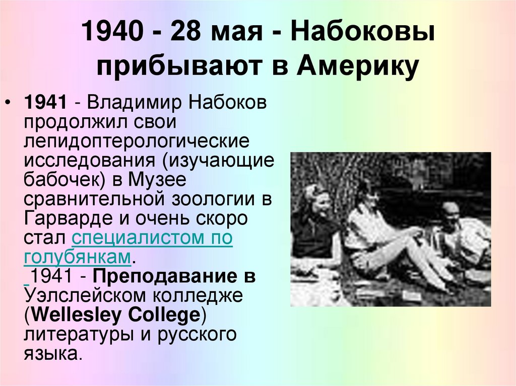 .Этапы жизни Набокова. Интересные факты про Набокова. В В Набоков в 1940 году.