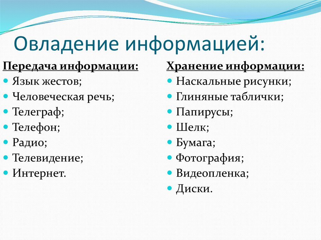 Овладение информацией: