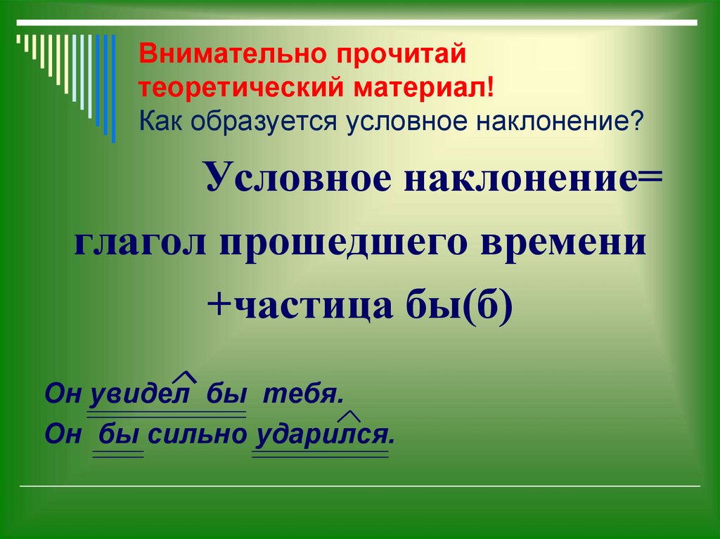 Условное наклонение глагола презентация