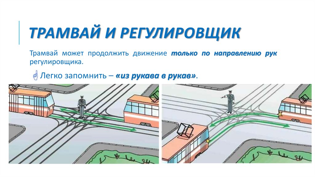 Трамвай и регулировщик