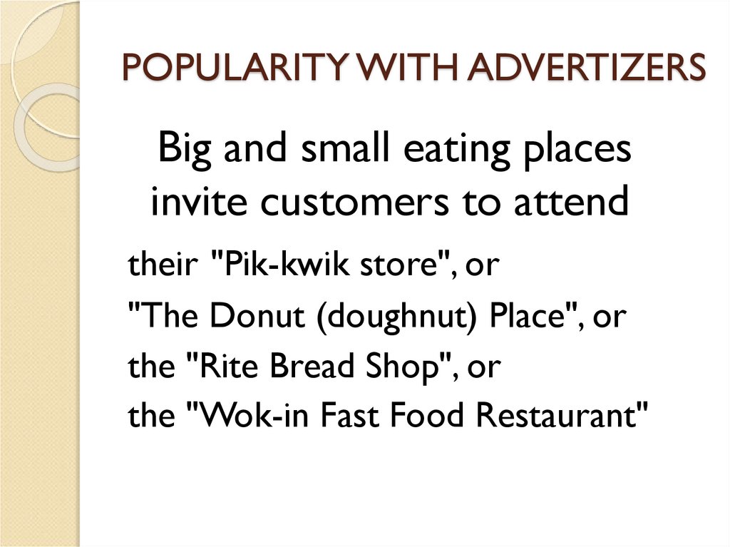 POPULARITY WITH ADVERTIZERS
