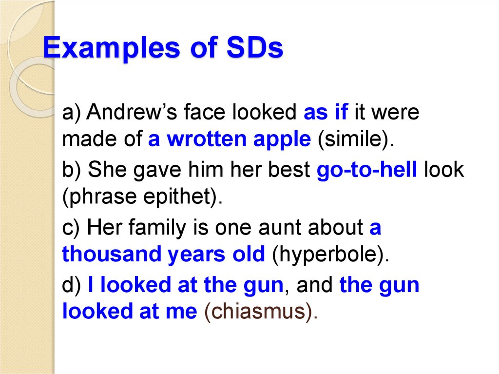 Examples of SDs