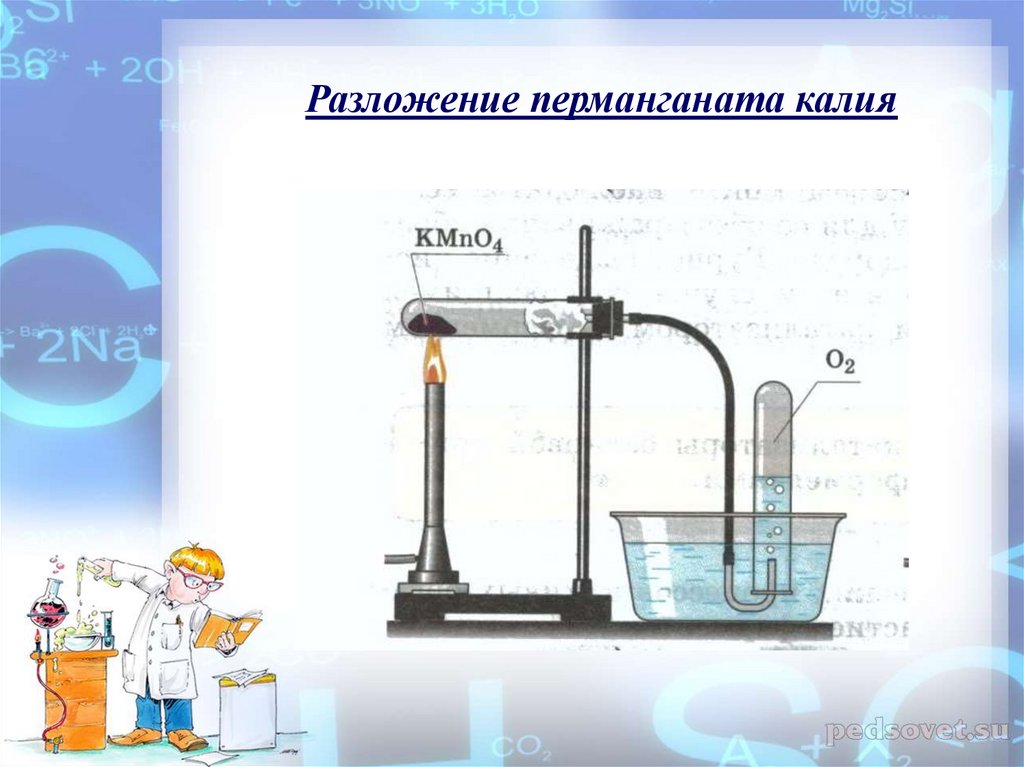 Реакция разложения перманганата калия. Разложение перманганата калия. Термическое разложение перманганата калия. Уравнение реакции разложения перманганата калия.