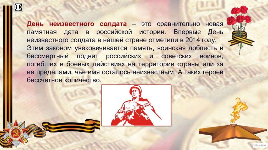 День неизвестного солдата мероприятия презентация