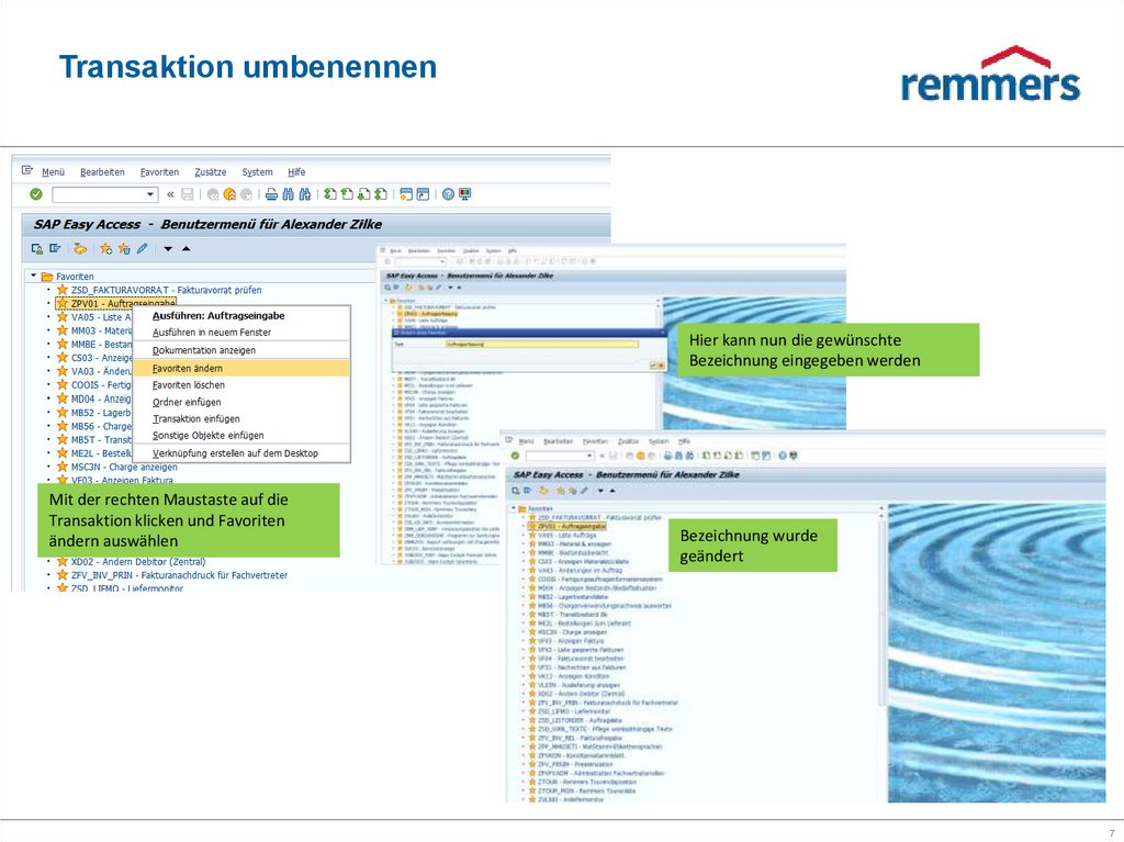 Transaktion umbenennen