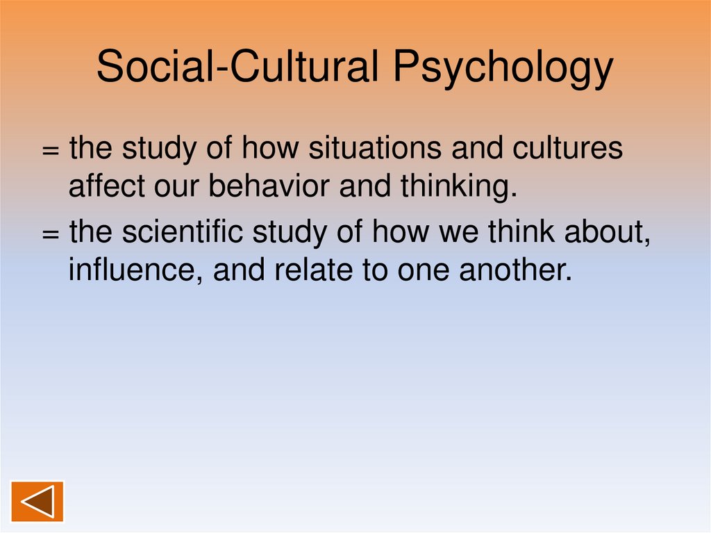 Social-Cultural Psychology