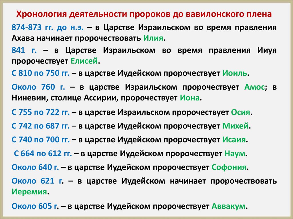 Основные пророки. Хронология вавилонского плена. Сколько жили пророки. Пророки вавилонского плена. Сколько всего было пророков.