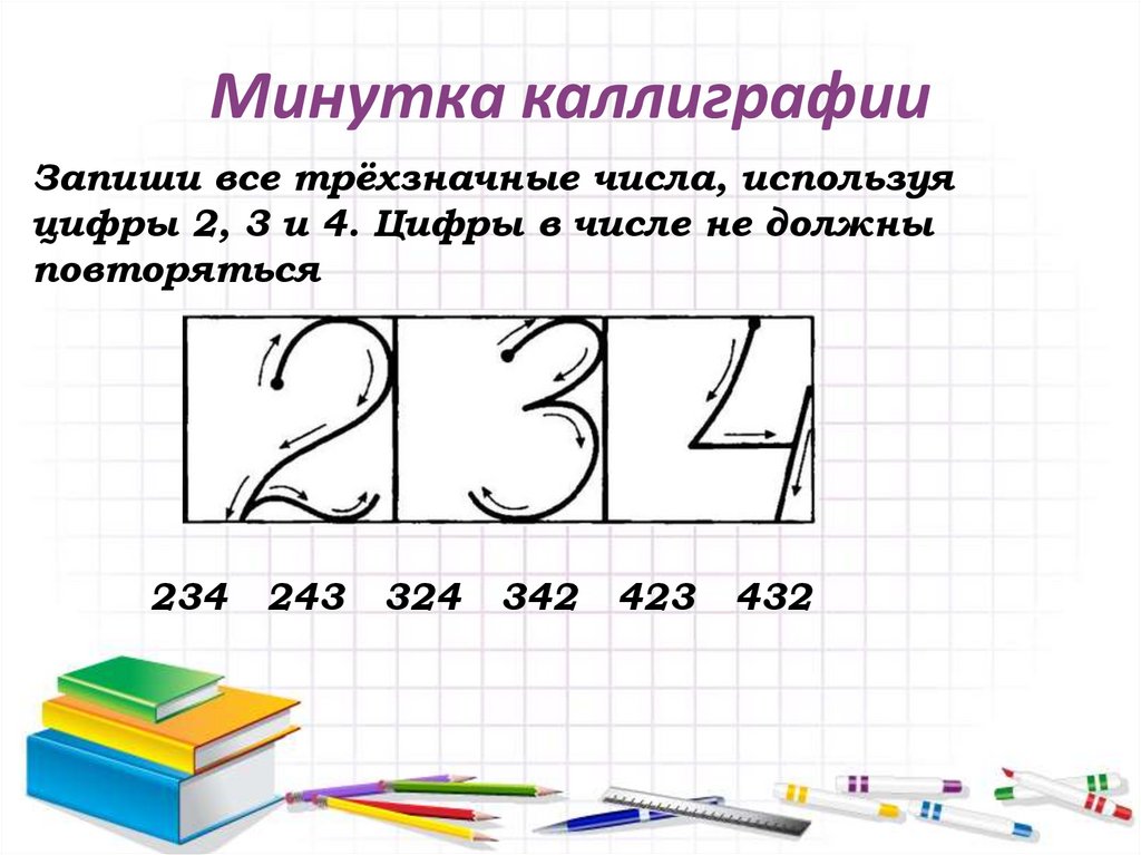 Минутка чистописания по математике 2 класс образцы в тетради