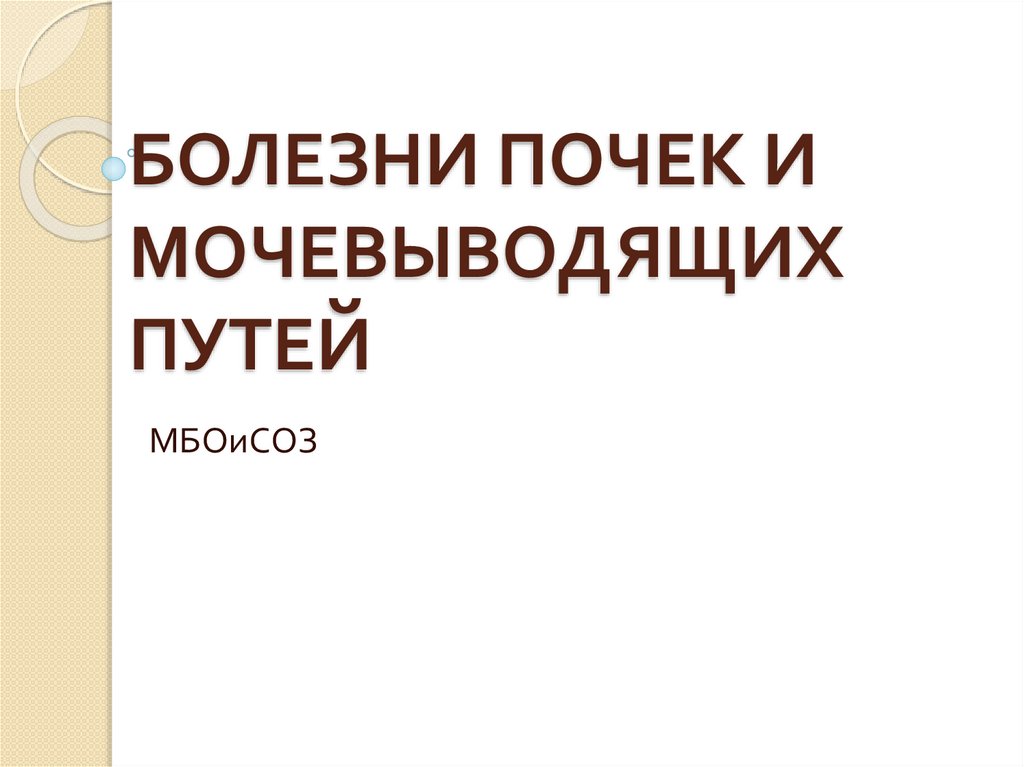 Презентация заболевания почек и мочевыводящих путей