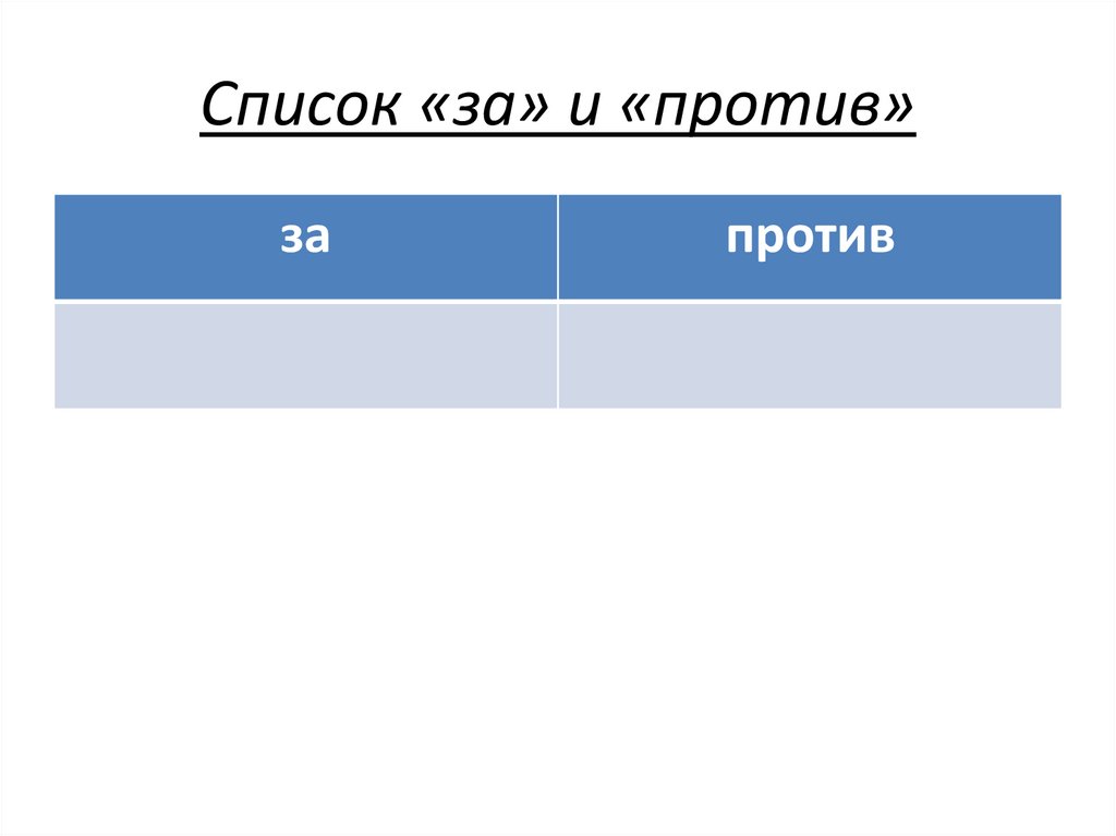 Список за и против