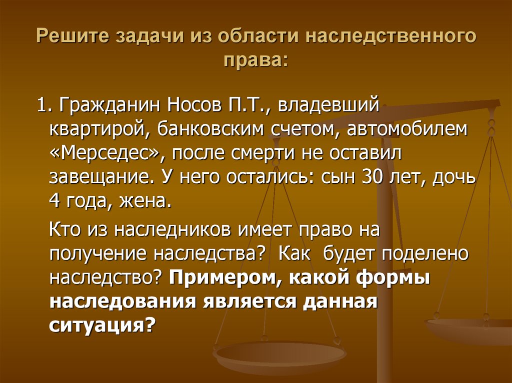 Наследственное право план