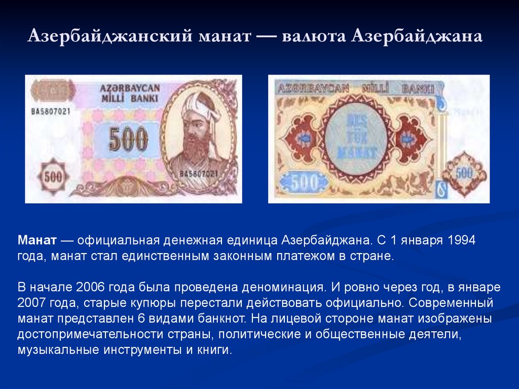 Курс рубля азербайджанскому манату сегодня в азербайджане