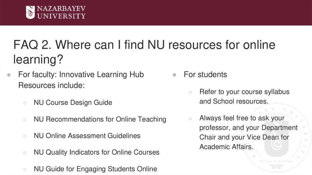 FAQ 2. Where can I find NU resources for online learning?