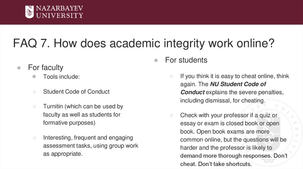 FAQ 7. How does academic integrity work online?