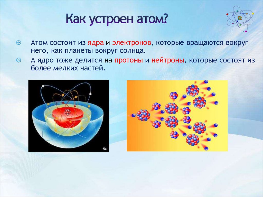 Элементарная частица находящаяся в ядре атома. Как устроено ядро физика. Как устроен атом. Мирный атом презентация. На что делится атом.