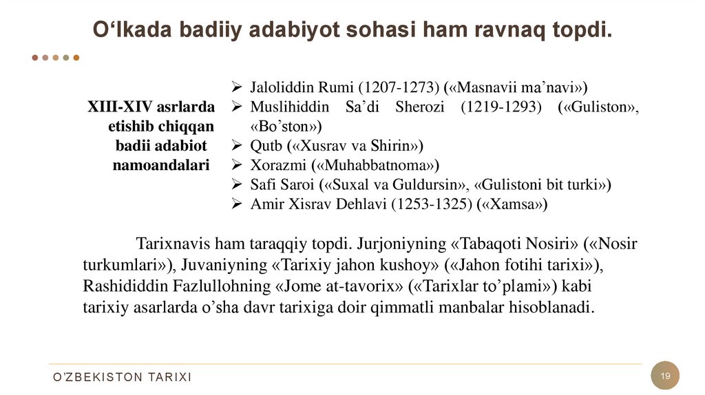 O‘lkada badiiy adabiyot sohasi ham ravnaq topdi.