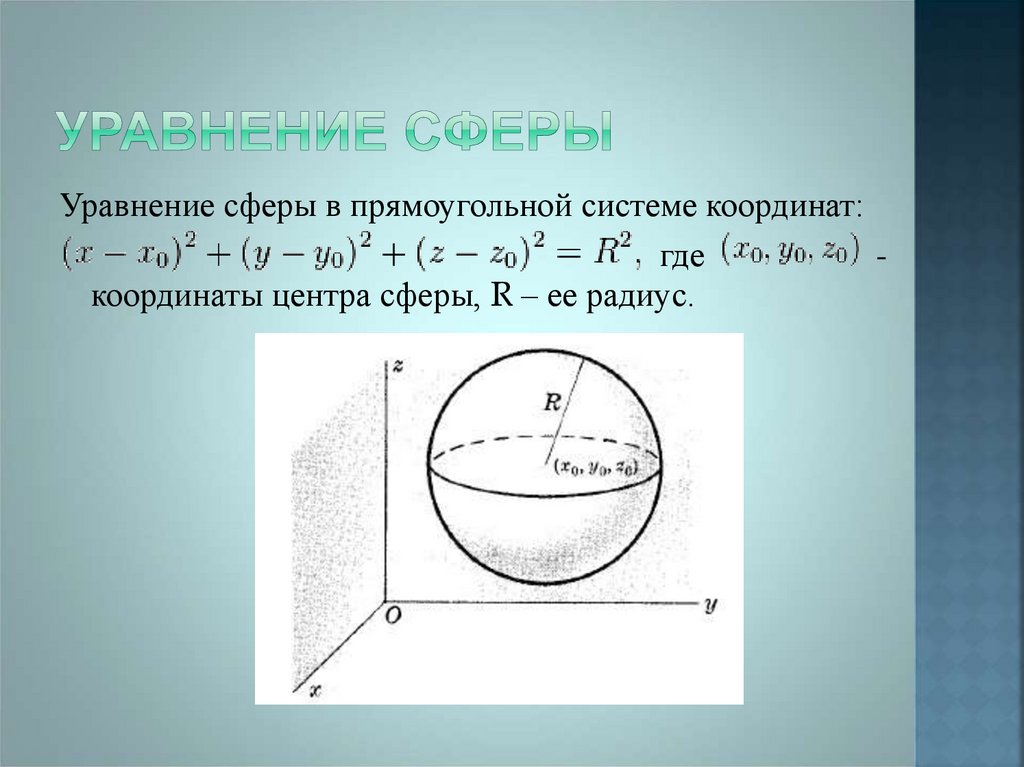 Уравнение сферы радиуса с центром