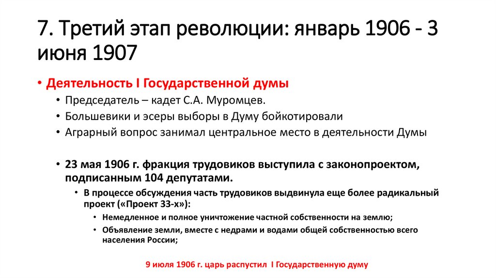 Третий этап революции: январь 1906 - 3 июня 1907. Этапы революции роз 2003. Укажите этапы революции